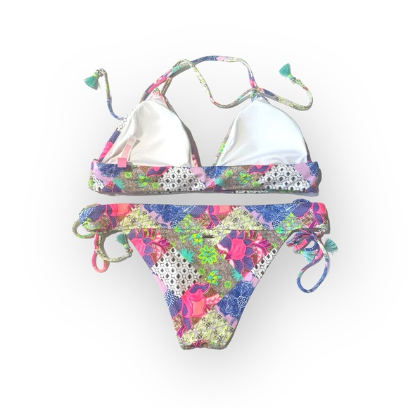 new Victoria Secret ☀︎︎ Embroidered Babe 2Pc Bikini Set ☀︎︎ Patchwork Bali ☀︎︎ L - Picture 8 of 16